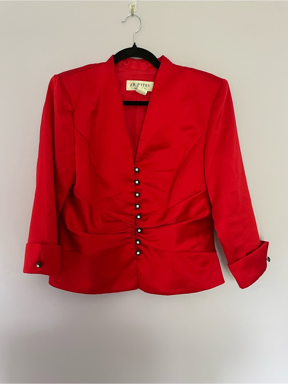 Vintage Red Structured Button-Front Jacket J.R. Nites by Caliendo size 12